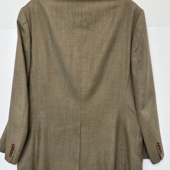 Ralph Lauren 44L Sport Coat Brown Blue Silk Wool Blazer Glen Check Classic Smart - Picture 2 of 9